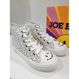 Joe Boxer High Top Canvas Shoes White Smiley Face Design Size 5